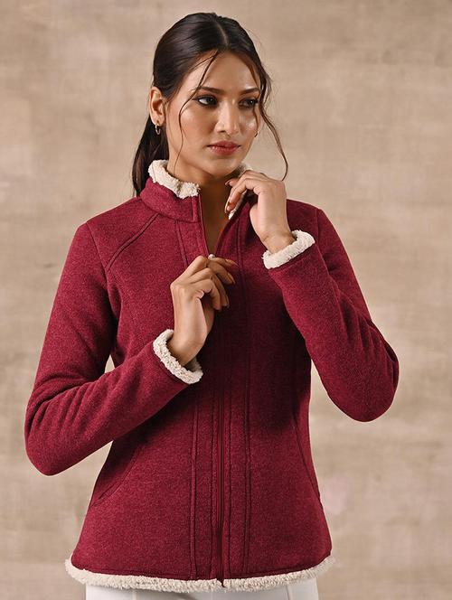 women maroon solids long sleeve jacket - 21431402 - Very Small Image - 1
