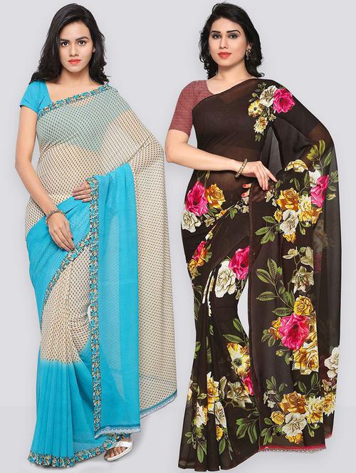 pack of 2 printed casual wear sarees - 21431419 - Very Small Image - 1