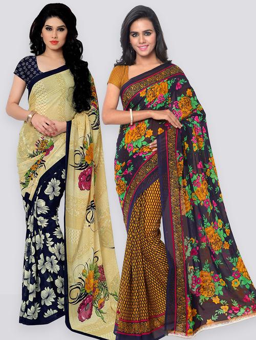 pack of 2 printed casual wear sarees - 21431431 - Very Small Image - 1