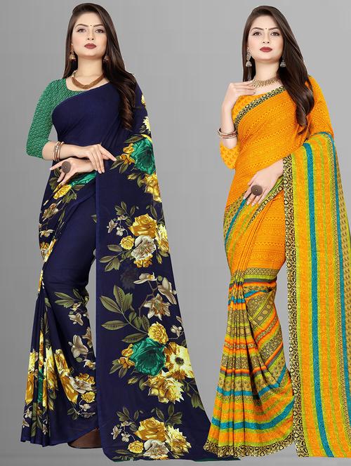 pack of 2 casual wear combo sarees - 21431553 - Very Small Image - 1