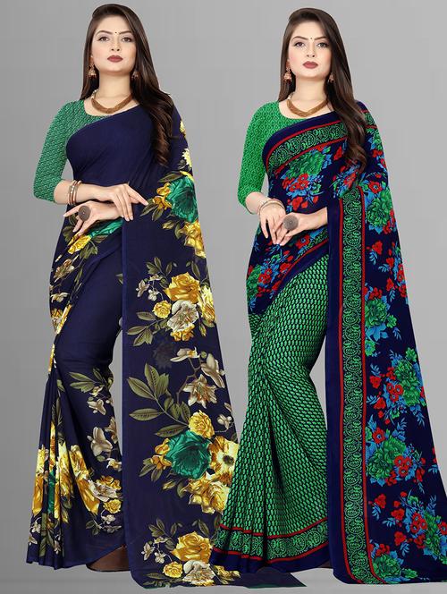 pack of 2 printed casual wear sarees - 21431639 - Very Small Image - 1