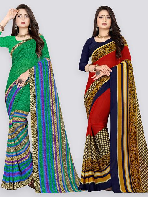 pack of 2 printed casual wear sarees - 21431782 - Very Small Image - 1