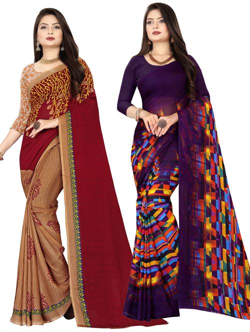 pack of 2 casual wear combo sarees - 21431842 - Very Small Image - 1