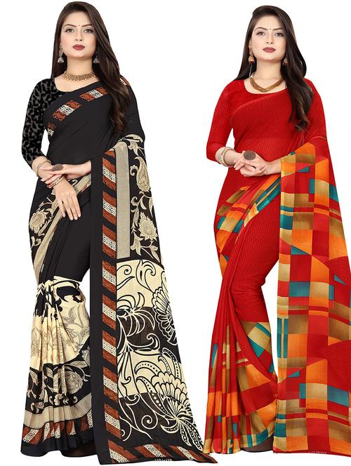 pack of 2 printed casual wear sarees - 21431843 - Very Small Image - 1