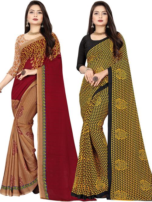pack of 2 printed casual wear sarees - 21431996 - Very Small Image - 1