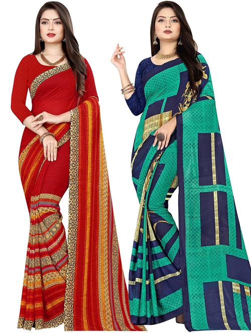pack of 2 casual wear combo sarees - 21432003 - Very Small Image - 1