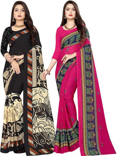 pack of 2 printed casual wear sarees - 21432063 - Very Small Image - 1