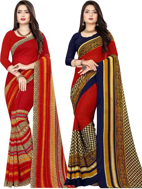 pack of 2 printed casual wear sarees - 21432096 - Very Small Image - 1