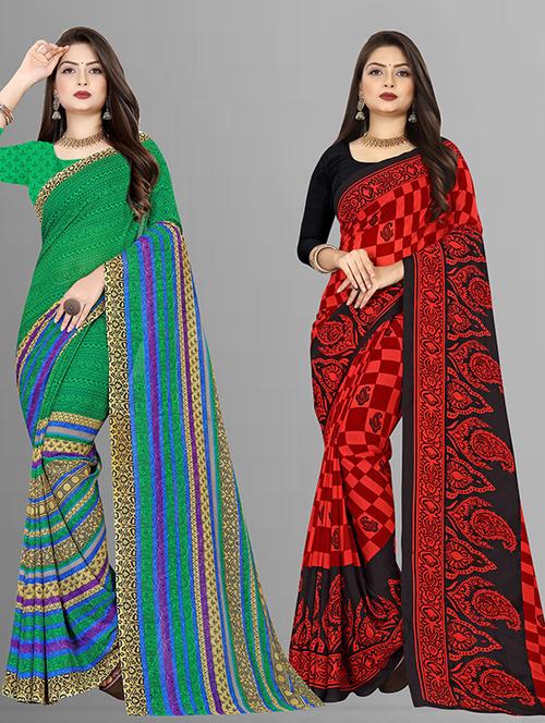 pack of 2 casual wear combo sarees - 21432104 - Very Small Image - 1