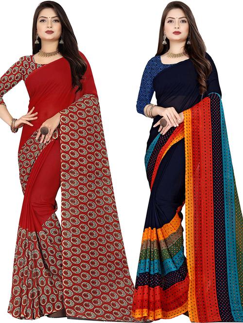 pack of 2 casual wear combo sarees - 21432131 - Very Small Image - 1