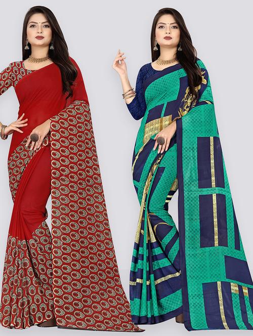 women pack of 2 casual wear combo sarees - 21432348 - Very Small Image - 1