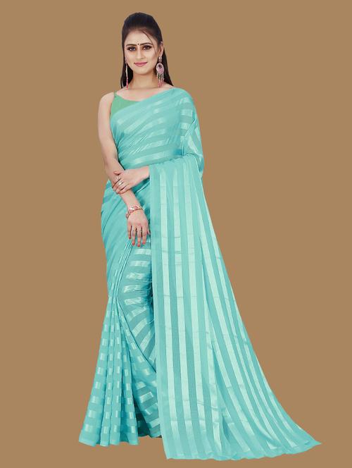 women light blue stripes printed saree - 21432475 - Very Small Image - 1