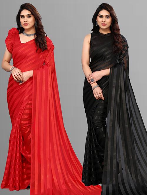 pack of 2 casual wear sarees with blouse - 21432557 - Very Small Image - 1