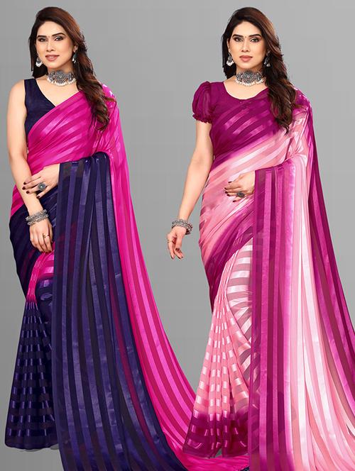 pack of 2 casual wear sarees with blouse - 21432561 - Very Small Image - 1
