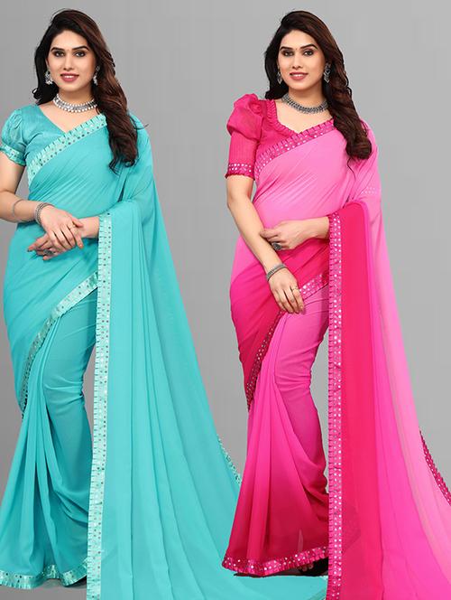 women multi color combo casual saree with blouse - 21432562 - Very Small Image - 1