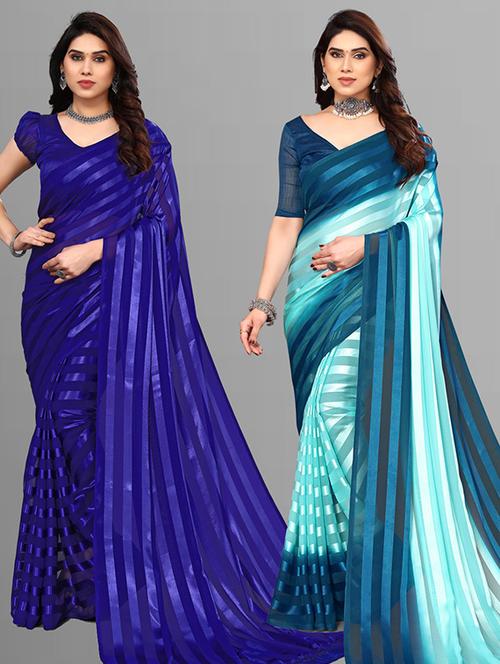 pack of 2 casual wear combo sarees with blouse - 21432592 - Very Small Image - 1