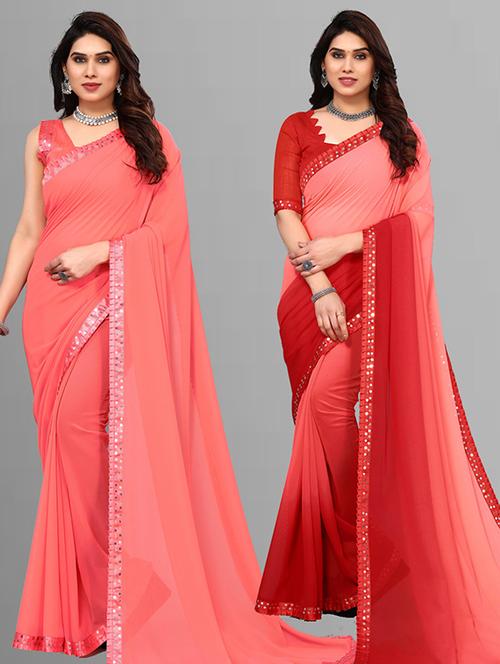 pack of 2 casual wear sarees with blouse - 21432631 - Very Small Image - 1