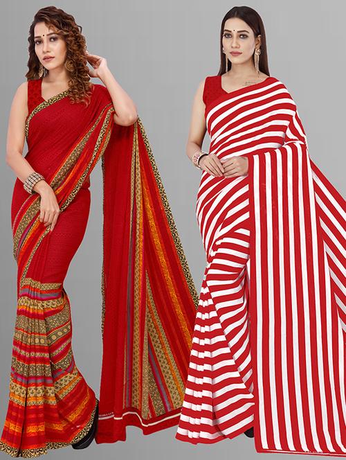 pack of 2 casual wear sarees with blouse - 21432823 - Very Small Image - 1