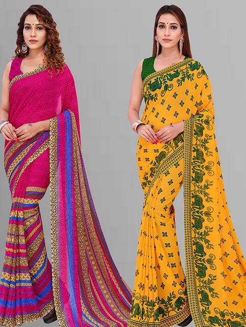 women pack of 2 casual wear combo saree with blouse - 21432881 - Very Small Image - 1