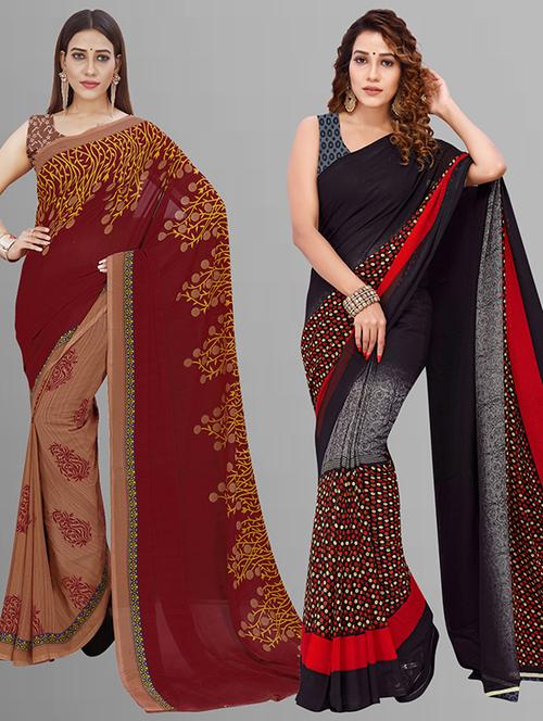 women pack of 2 casual wear combo saree with blouse - 21432955 - Very Small Image - 1