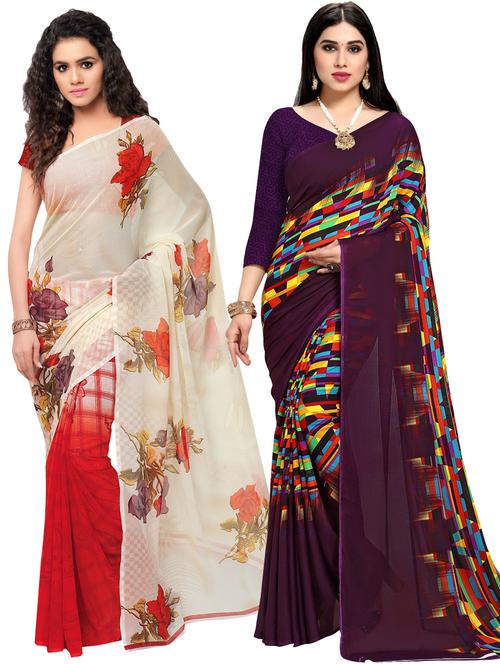 women pack of 2 casual wear combo sarees - 21433184 - Very Small Image - 1