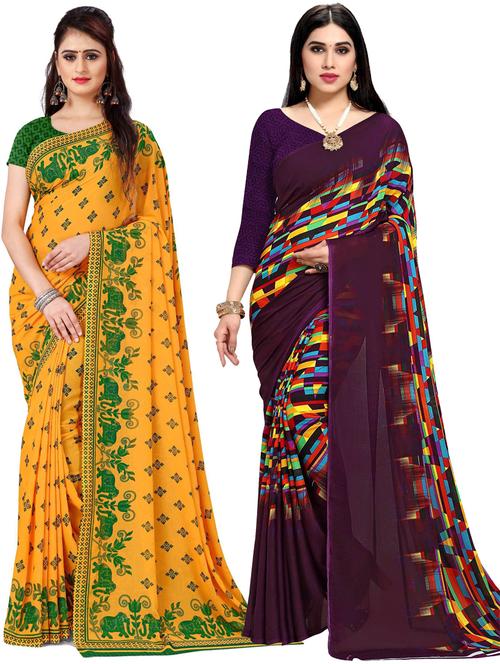 women pack of 2 casual wear combo sarees - 21433210 - Very Small Image - 1