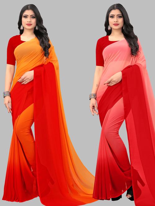 women pack of 2 casual wear combo sarees with blouse - 21433257 - Very Small Image - 1