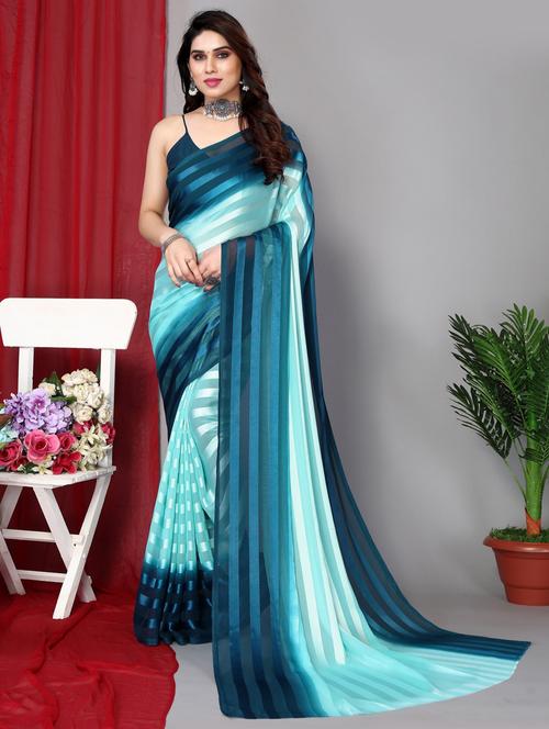 women striped casual wear saree with blouse - 21433317 - Very Small Image - 1