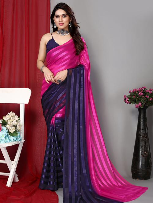 women striped casual wear saree with blouse - 21433324 - Very Small Image - 1