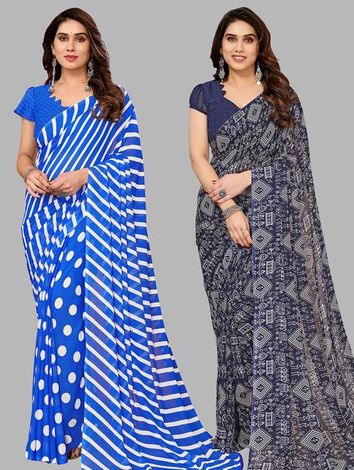 women pack of 2 casual wear combo sarees with blouse - 21433461 - Very Small Image - 1