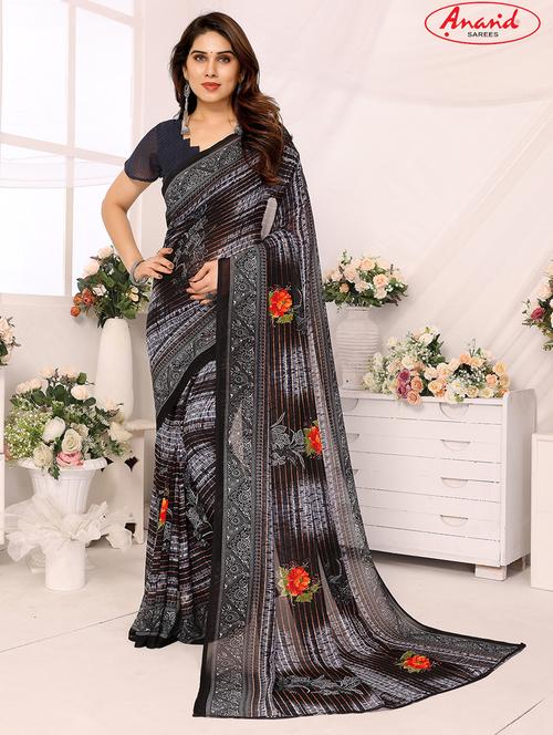women casual wear georgette saree with blouse - 21433649 - Very Small Image - 1