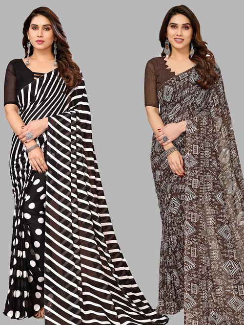 women pack of 2 casual wear combo sarees with blouse - 21433654 - Very Small Image - 1