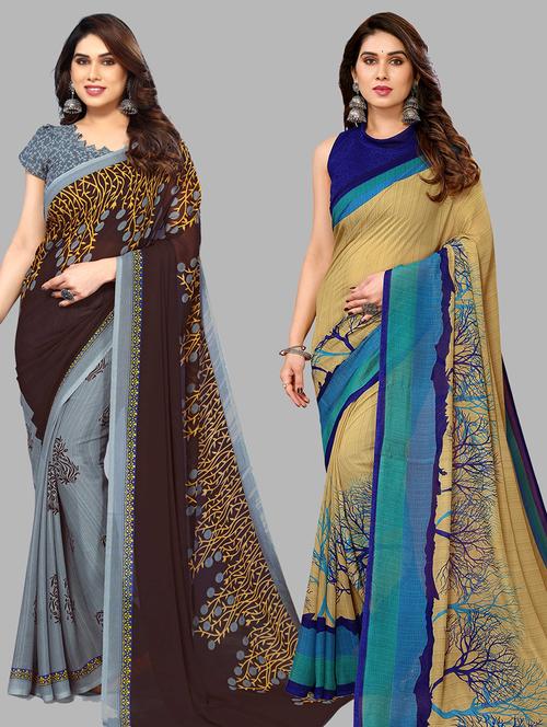 women pack of 2 casual wear combo sarees with blouse - 21433920 - Very Small Image - 1