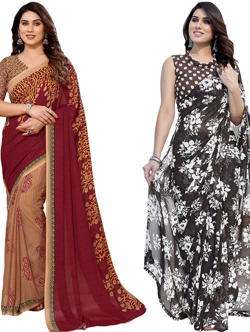 women pack of 2 casual wear combo sarees with blouse - 21434742 - Very Small Image - 1