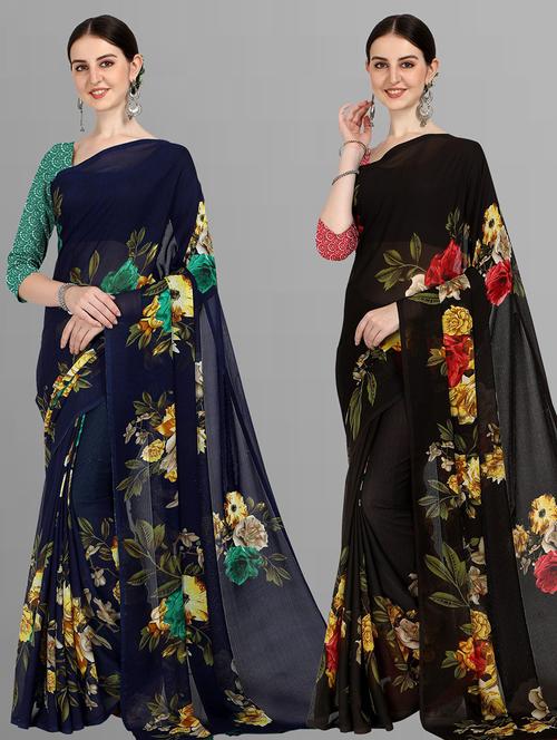women pack of 2 casual wear sarees - 21434832 - Very Small Image - 1