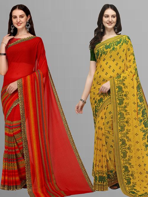 women pack of 2 casual wear sarees - 21434836 - Very Small Image - 1