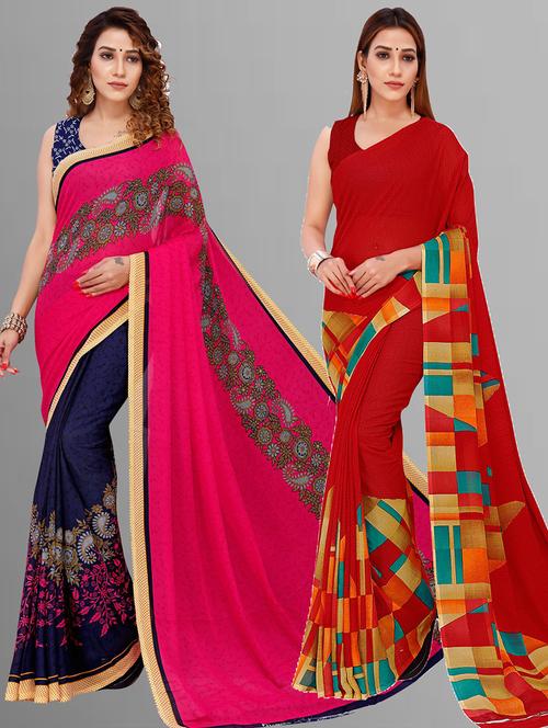 women pack of 2 casual wear sarees - 21434881 - Very Small Image - 1