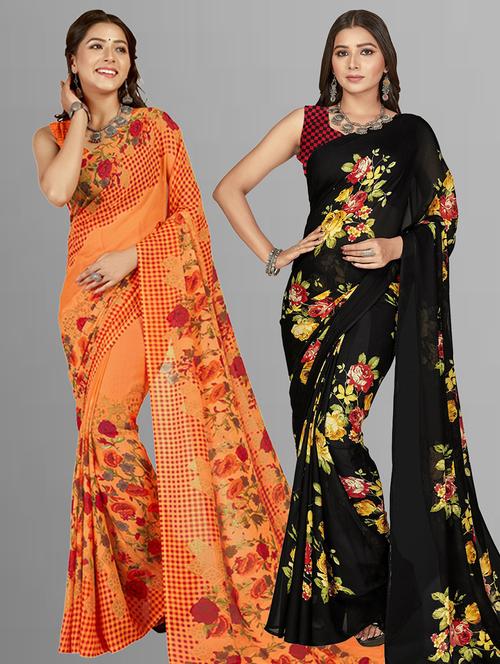 women pack of 2 casual wear sarees - 21434895 - Very Small Image - 1