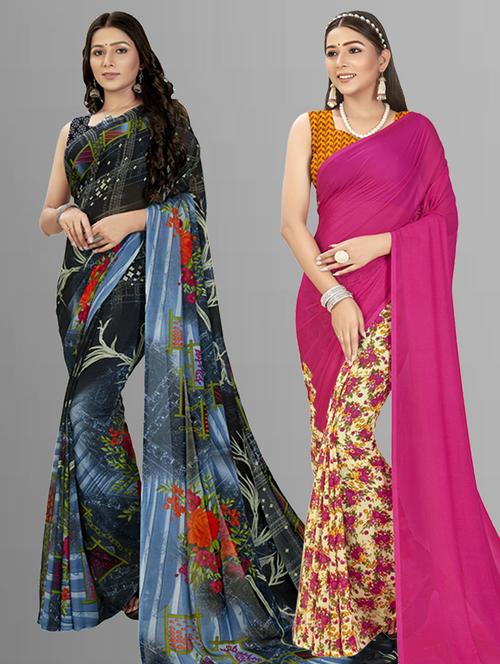 women pack of 2 casual wear sarees - 21434998 - Very Small Image - 1