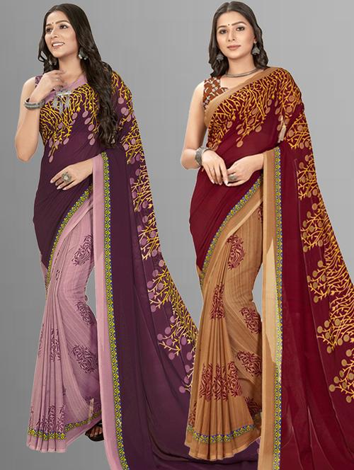 pack of 2 printed casual wear sarees - 21435028 - Very Small Image - 1