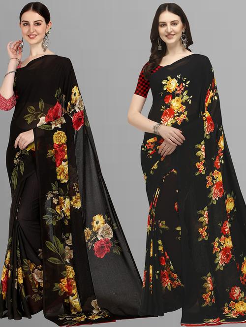 pack of 2 printed casual wear sarees - 21435044 - Very Small Image - 1