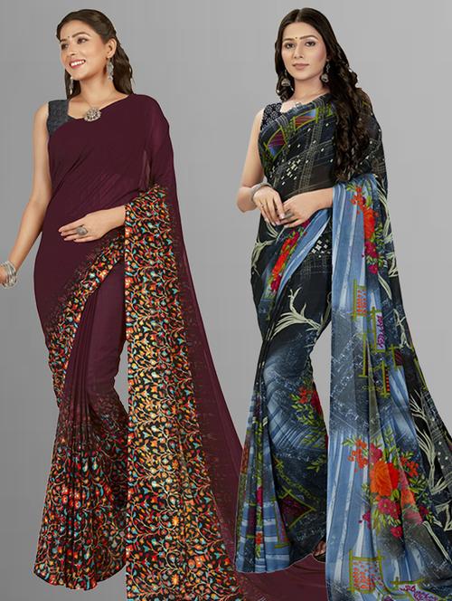 pack of 2 casual wear combo sarees - 21435046 - Very Small Image - 1