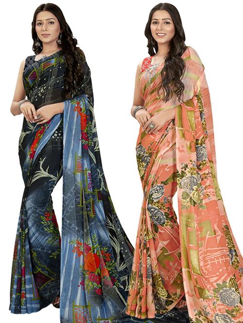 pack of 2 casual wear combo sarees - 21435123 - Very Small Image - 1