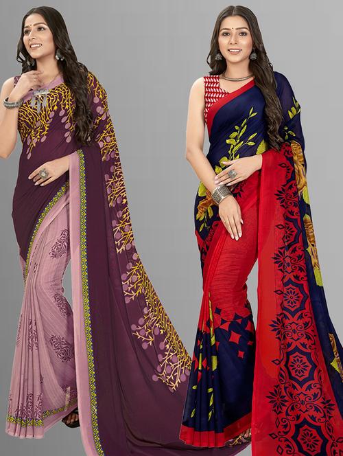 pack of 2 casual wear sarees - 21435125 - Very Small Image - 1