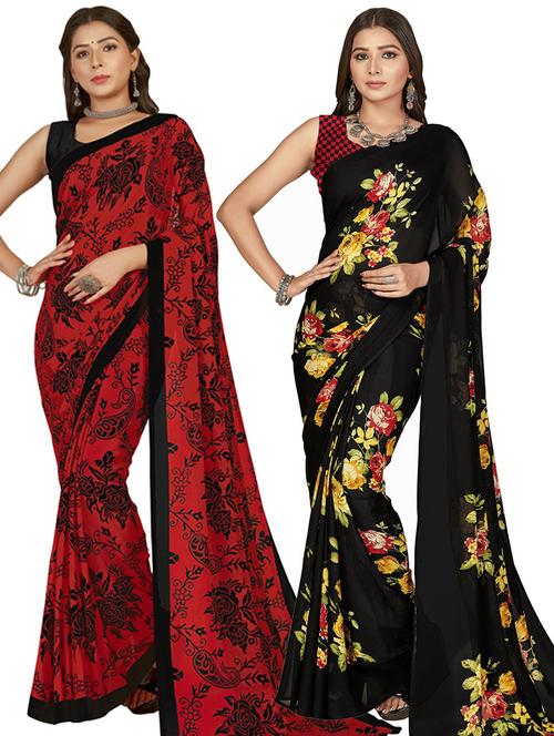 pack of 2 casual wear combo sarees - 21435128 - Very Small Image - 1