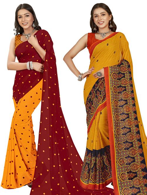 pack of 2 printed casual wear sarees - 21435189 - Very Small Image - 1