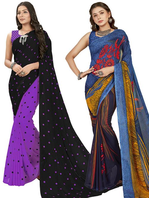 women pack of 2 casual wear combo sarees - 21435278 - Very Small Image - 1