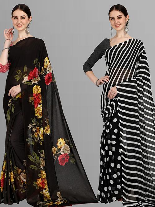pack of 2 casual wear combo sarees with blouse - 21435639 - Very Small Image - 1