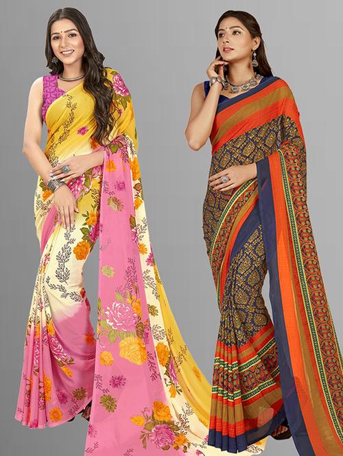 pack of 2 printed sarees - 21435709 - Very Small Image - 1