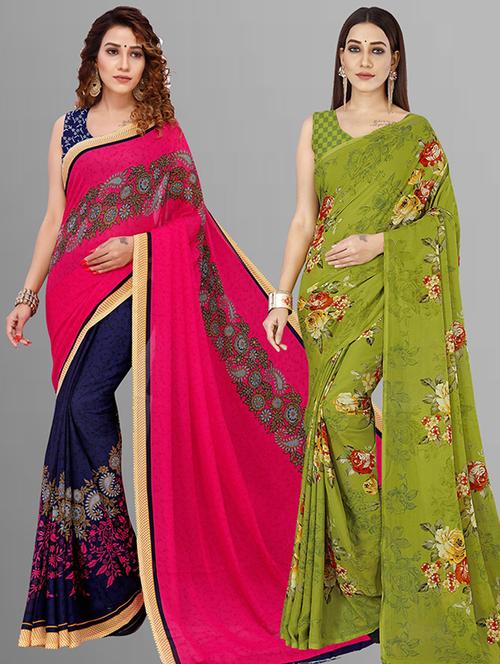 pack of 2 casual wear combo sarees - 21435784 - Very Small Image - 1
